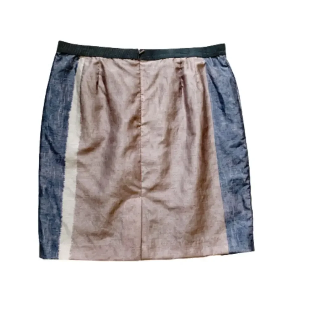 LOFT Skirt Blue Gray Taupe Colorblock Pencil Above Knee Career Skirt Size 14
